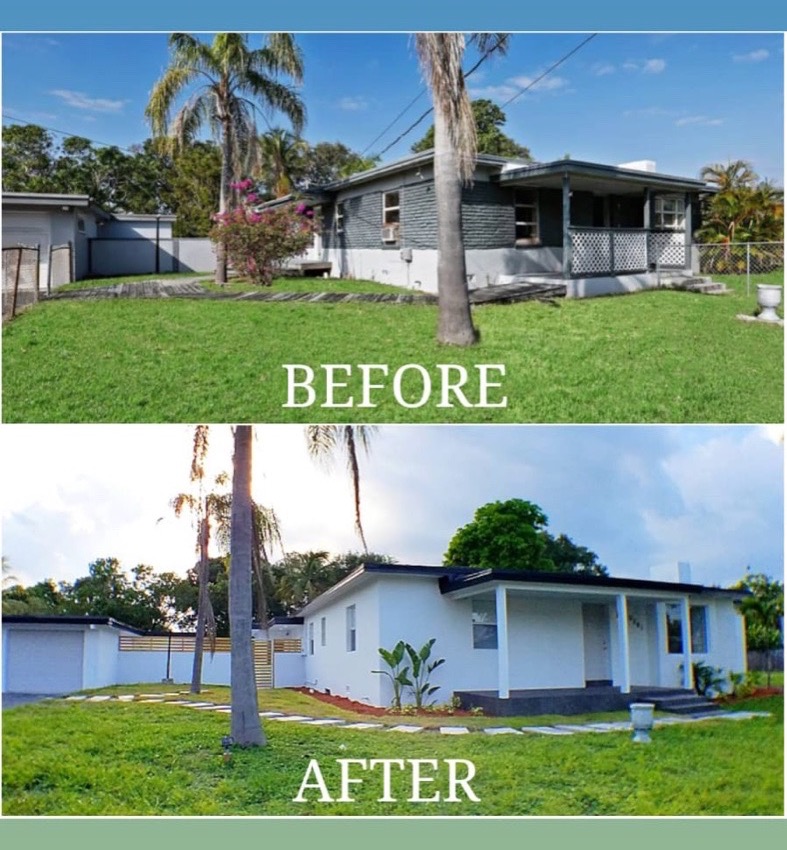 Before and after exterior renovation in South Florida