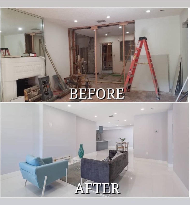 Before and after open concept renovation in South Florida